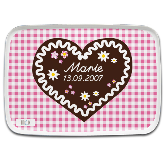 Personalisiertes Tablett Herz rosa