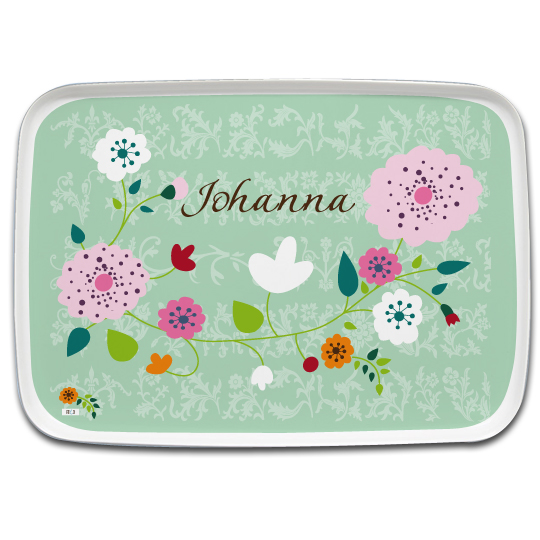 Personalisiertes Tablett Floral mint