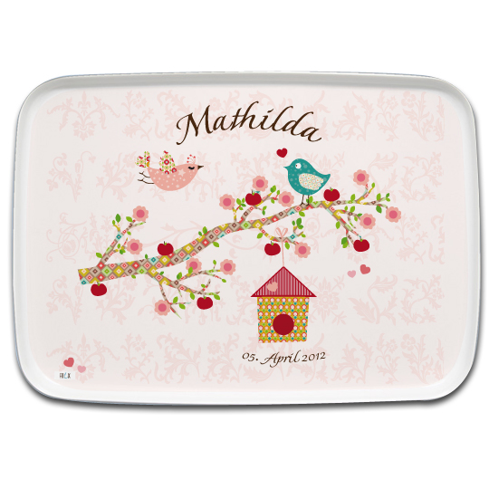 Personalisiertes Tablett Floral rose