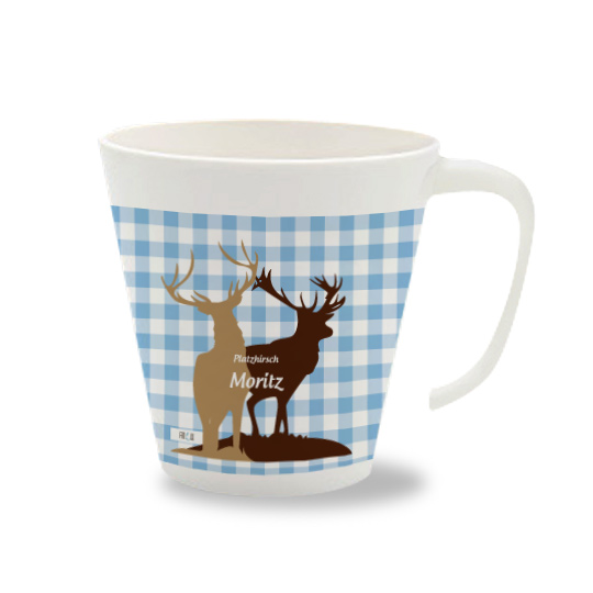 Personalisierte Tasse Hirsch blau